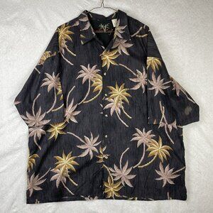 VTG Bamboo Cay Shirt Mens 2XL Hawaiian Short  Sleeve Palm Tree‎ Floral Print